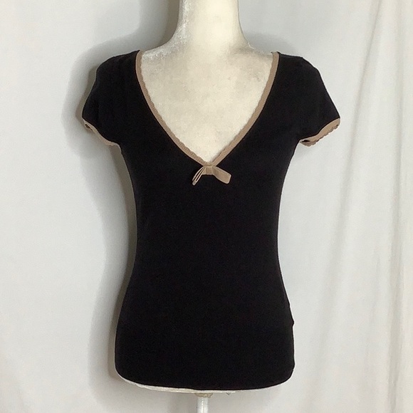 H&M Knit Blouse With Scalloped Trim And Bow Size S - Picture 12 of 12